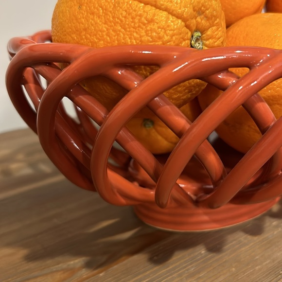 Eucalyptus stoneware pottery fruit bowl, woven color terracotta bread basket - Picture 2 of 5